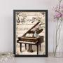 Imagem de Quadro Piano Antigo Com Flores 24X18Cm - Com Vidro