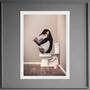 Imagem de Quadro Pinguim No Banheiro Lendo Jornal 33x24cm - com vidro