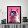 Imagem de Quadro Pink Cat Bubble Gum 24x18cm - com vidro