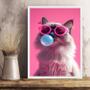 Imagem de Quadro Pink Cat Bubble Gum 24x18cm