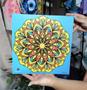 Imagem de Quadro Placa Decoração Budista Zen Esotérica Mandala Colorida Azul Amarelo Laranja Meditação Quarto Sala 30x30 Coloricas