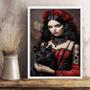 Imagem de Quadro Pombagira Com Gato Preto 33X24Cm - Com Vidro