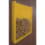 Imagem de Quadro Porta Rolhas de Vinho Champanhe Tampinhas Decorativo - Amarelo Laca