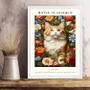 Imagem de Quadro Poster Arte Gato Com Flores 24x18cm - com vidro