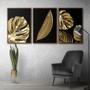 Imagem de Quadro Premium Textura CXAlta Folha Ouro em Preto1 3un 40x60