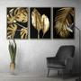 Imagem de Quadro Premium Textura CXAlta Folha Ouro em Preto3 3un 40x60