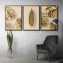 Imagem de Quadro Premium Textura CXAlta Folhas Ouro em Bege3 3un 40x60