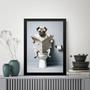 Imagem de Quadro Pug Com Jornal No Banheiro 24x18cm - com vidro