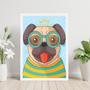 Imagem de Quadro Pug De Óculos 33X24Cm - Com Vidro