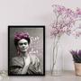 Imagem de Quadro Roxo E Preto Frida Kahlo 33x24cm - com vidro