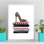 Imagem de Quadro Sapato Com Livros Fashion 33x24cm - com vidro