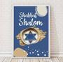 Imagem de Quadro Shabbat Shalom 33x24cm com Vidro e Moldura Preta