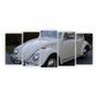 Imagem de Quadro Tela Canvas Decorativo Carro Fusca Branco 155X65Cm