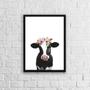 Imagem de Quadro Vaca Flores 24X18Cm - Com Vidro