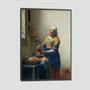 Imagem de Quadro Vermeer The Milkmaid Tela Moldura Preta 63X42Cm