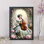 Imagem de Quadro Vintage Mulher Com Violino 24X18Cm - Com Vidro