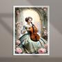 Imagem de Quadro Vintage Mulher Com Violino 24x18cm - com vidro