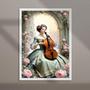 Imagem de Quadro Vintage Mulher Com Violino 45X34Cm - Com Vidro