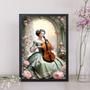 Imagem de Quadro Vintage Mulher Com Violino 45x34cm - com vidro