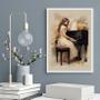 Imagem de Quadro Vintage Mulher Tocando Piano 33x24cm - com vidro