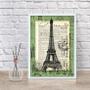 Imagem de Quadro Vintage Torre Eiffel - Selo Antigo 24x18cm - com vidro