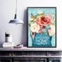 Imagem de Quadro Welcome Home - Flores e Borboleta 33x24cm - com vidro
