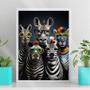 Imagem de Quadro Zebras Modernas Divertidas DeÓculos 33x24cm - com vidro