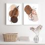 Imagem de Quadros Abstratos Manchas Marrom Folhas 45x34cm - Com Vidro