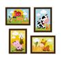 Imagem de Quadros Animais Fazenda Feliz Moldura Marrom 33x43cm Kit 4un