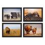 Imagem de Quadros Animais Safari para Sala Moldura Preta 33x43cm 4un