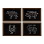 Imagem de Quadros Cozinha Cortes de Churrasco Moldura Marrom 22x32cm Kit 4un