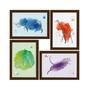 Imagem de Quadros Decoração Minimalista Animais Safari Moldura Marrom 22x32cm 4un