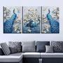 Imagem de Quadros Decorativos 3 Peças Aves Jarro Flor Azul