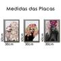 Imagem de Quadros Decorativos 30x45 Mulheres Rosto Flores Rosas Kit 3