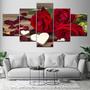 Imagem de Quadros Decorativos 5 Peças Buque Rosas Vermelhas Arranjos