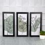 Imagem de Quadros Decorativos Banheiro Flor Abstrata Verde Toalete Lavabo Kit 3 Peças