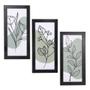 Imagem de Quadros Decorativos Banheiro Flor Abstrata Verde Toalete Lavabo Kit 3 Peças