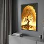 Imagem de Quadros Decorativos com com Moldura Árvore da fortuna Golden Dourada Vertical para Sala Quarto Decoração