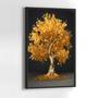 Imagem de Quadros Decorativos com com Moldura Árvore Dourada Fundo Preto Vertical para Sala Quarto Decoração