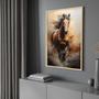 Imagem de Quadros Decorativos com com Moldura Cavalos Correndo Pintura Arte Vertical para Sala Quarto Decoração