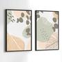 Imagem de Quadros Decorativos com Moldura  Abstrato Cores Claras Sala Quarto Kit Conjunto 2