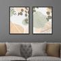 Imagem de Quadros Decorativos com Moldura  Abstrato Cores Claras Sala Quarto Kit Conjunto 2
