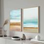 Imagem de Quadros Decorativos com Moldura  Abstrato Praia Azul Marrom  Sala Quarto Kit Conjunto 2