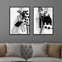 Imagem de Quadros Decorativos com Moldura  Preto e Branco Abstrato Sala Quarto Kit Conjunto 2