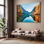 Imagem de Quadros decorativos com Moldura Sala Quarto Montanhas Paisagem  Grande Hall