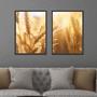 Imagem de Quadros Decorativos com Moldura  Trigo Sol Paisagem Sala Quarto Kit Conjunto 2