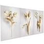 Imagem de Quadros Decorativos Flores brancas e douradas Tulipas Escritório Quarto Ambiente Moderno PMG