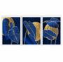 Imagem de Quadros Decorativos Folhas Azul e Dourado 60x40 Sala Quarto