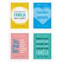 Imagem de Quadros Decorativos Frases Familia Moldura Branca Kit 4un