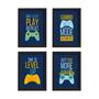 Imagem de Quadros Decorativos Gamer Geek Kit 4un Mold Preta 22x32cm